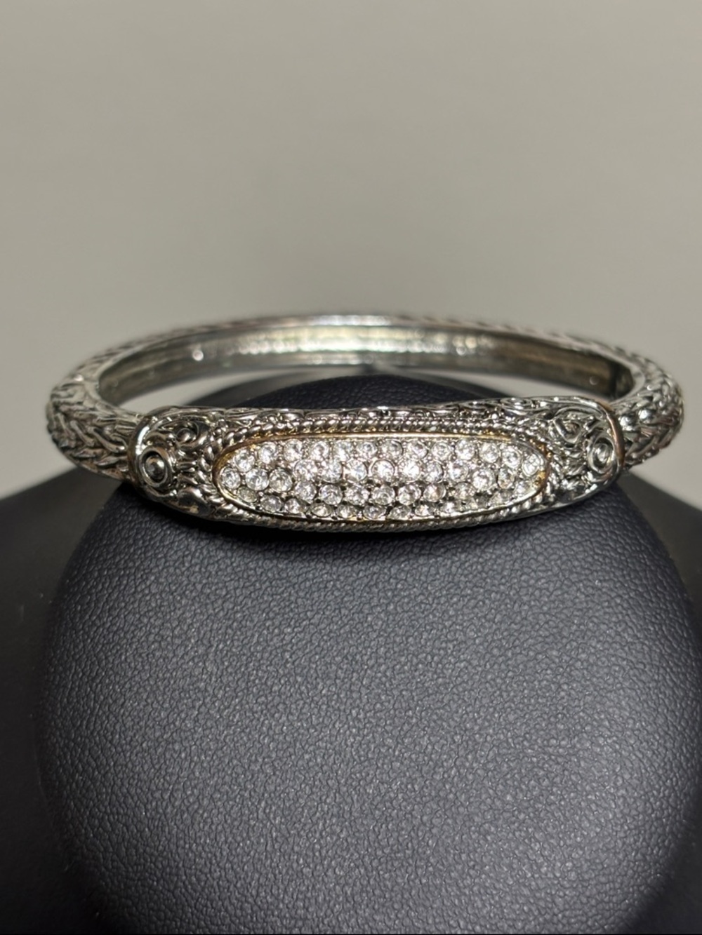 Fancy Elegant Rhinestone Intricate Design Clamper Bangle Bracelet